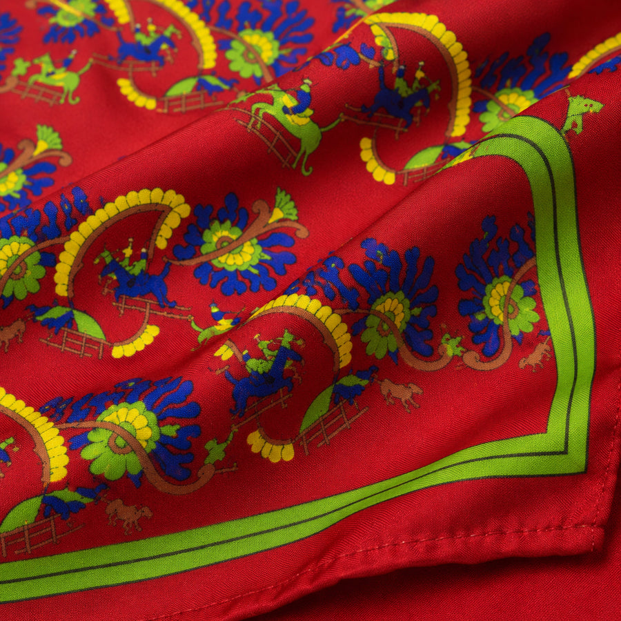 Maroon Paisley and Floral pocket square — fabric and design close-up.