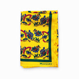 Paisley and Floral Mustard pocket square — folded product.