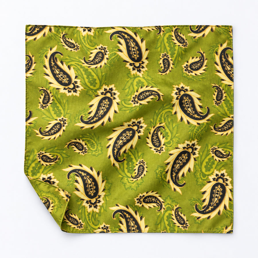 Paisley Passion pocket square — unfolded studio detail.
