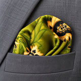 Paisley Passion pocket square — close-up wearing detail.