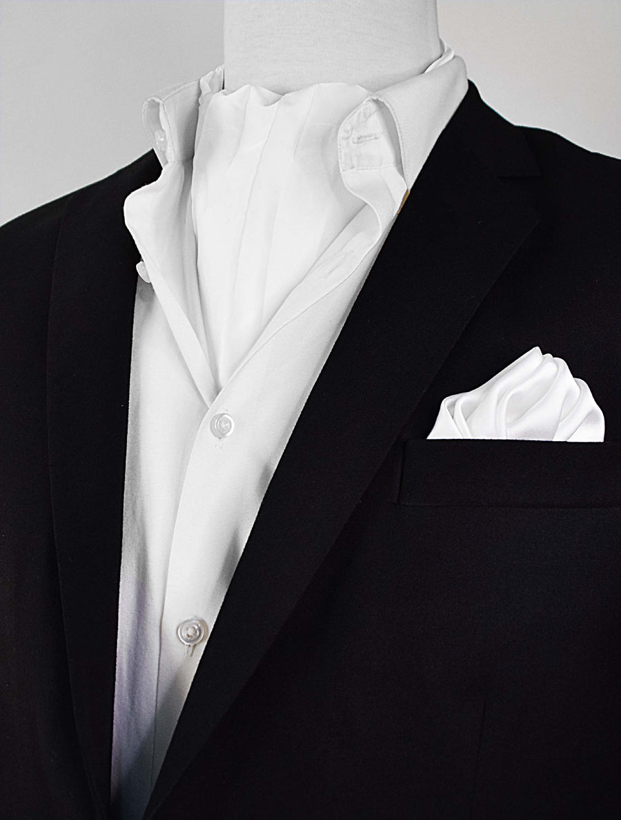 Pearl White Paradigm Silk Ascot & Pocket Square Set - Combo Sets | Monzoro Pakistan