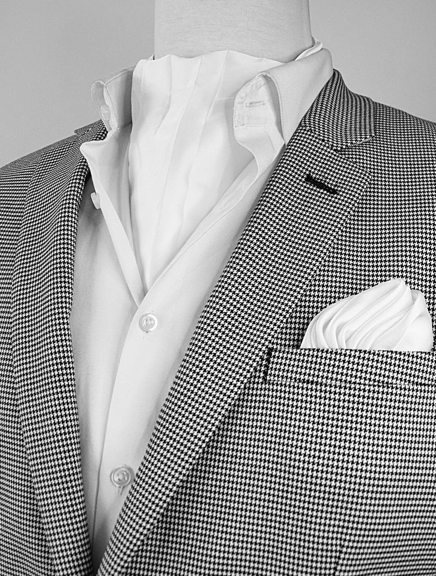 Pearl White Paradigm Silk Ascot & Pocket Square Set - Combo Sets | Monzoro Pakistan