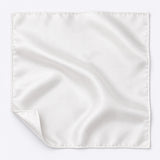 Pearl White Paradigm pocket square — unfolded studio detail.