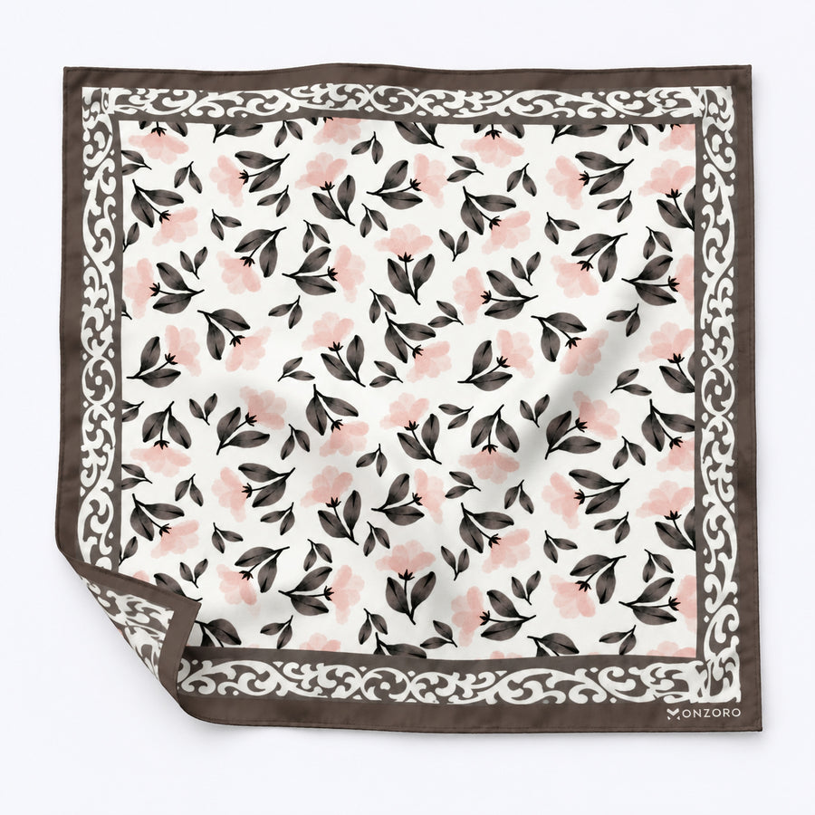 Pink and Grey pocket square — unfolded studio detail.