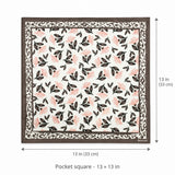 Pink and Grey pocket square — size guide.