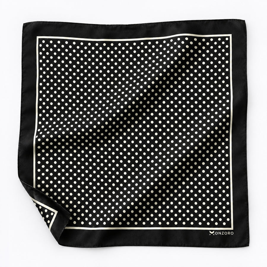 Point Black pocket square — unfolded studio detail.