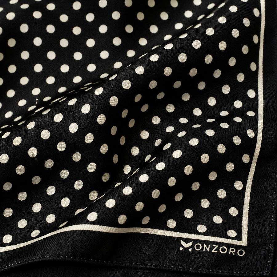 Point Black pocket square — fabric and design close-up.