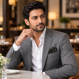 Point Black pocket square — restaurant lifestyle.