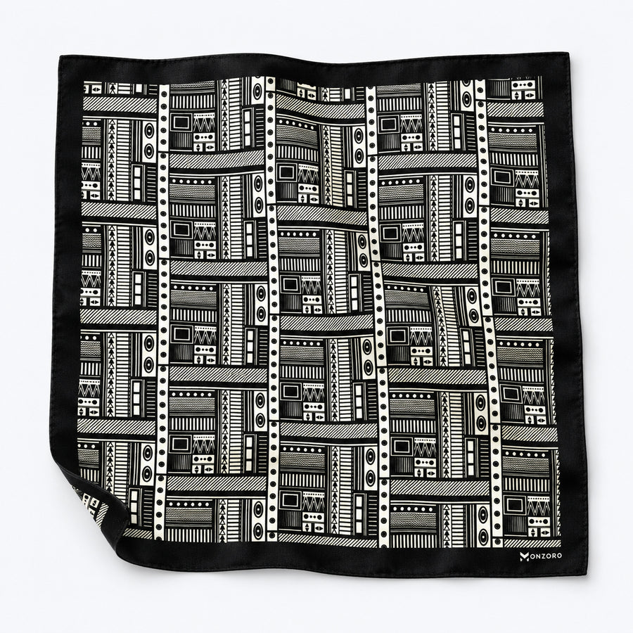 Rectangular Strips pocket square — unfolded studio detail.