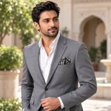 Rectangular Strips pocket square — outdoor lifestyle.