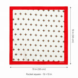 Red Potion pocket square — size guide.