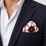 Romanian Traditional pocket square — navy jacket · wearing detail.