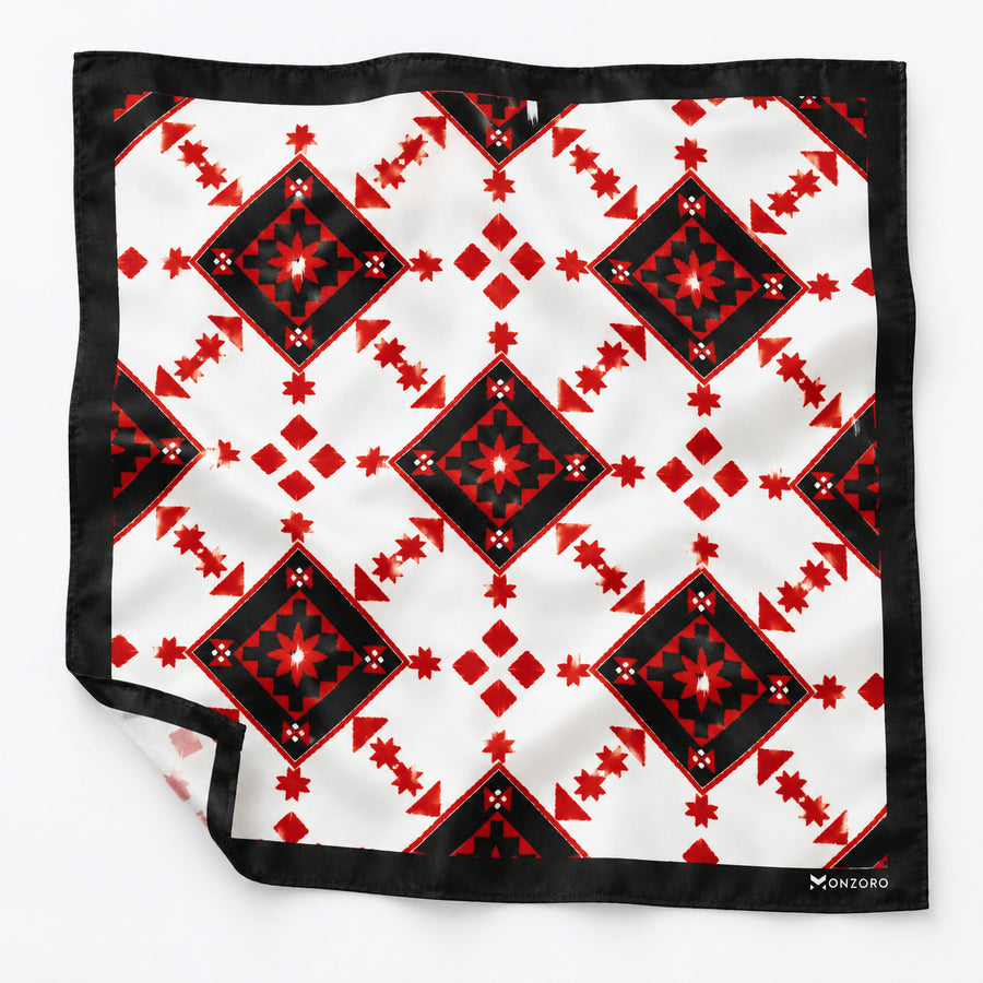Romanian Traditional pocket square — unfolded studio detail.