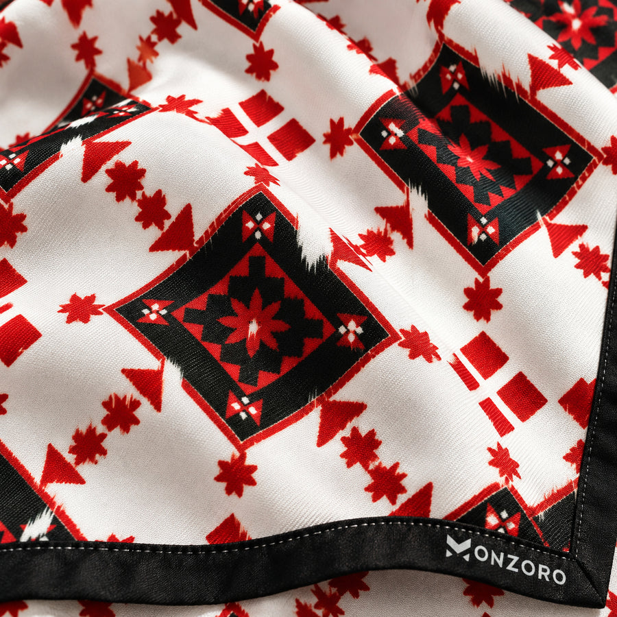 Romanian Traditional pocket square — fabric and design close-up.
