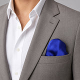 Royal Blue pocket square — light jacket · wearing detail.