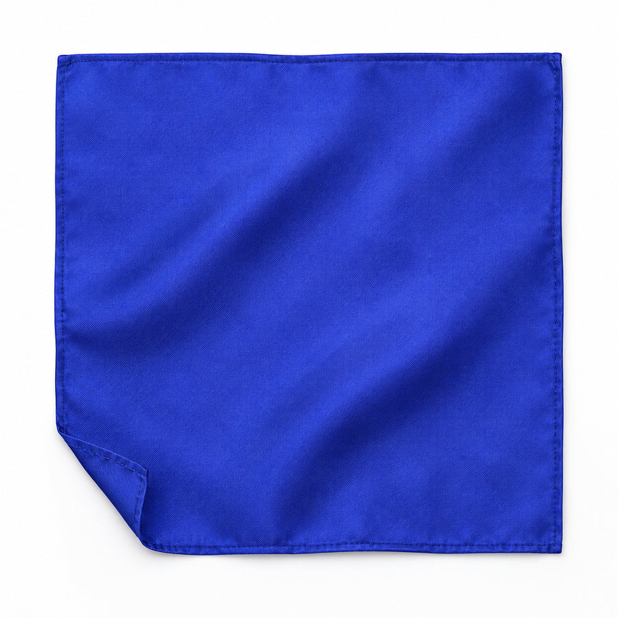 Royal Blue pocket square — unfolded studio detail.