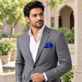 Royal Blue pocket square — outdoor lifestyle.