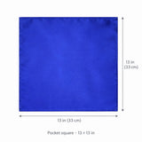 Royal Blue pocket square — size guide.