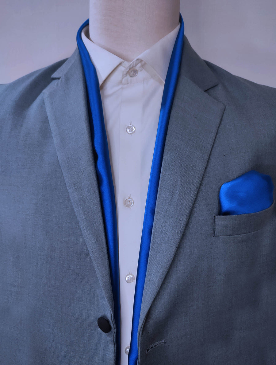 Royal Blue - Silk Scarf & Pocket Square Set - Combo Sets | Monzoro Pakistan