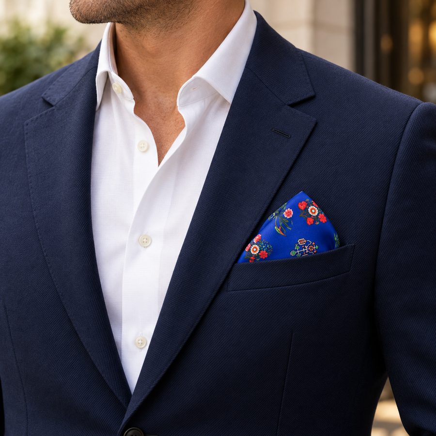 Royal Persian Floral Silk Pocket Square