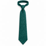 Sea Green Scroll Damask Silk Tie — Relaxed knotted layout