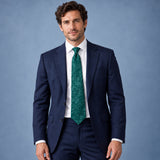 Sea Green Scroll Damask Silk Tie — Navy suit studio