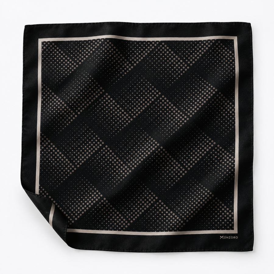 Seamless Geometric Dotted pocket square — unfolded studio detail.