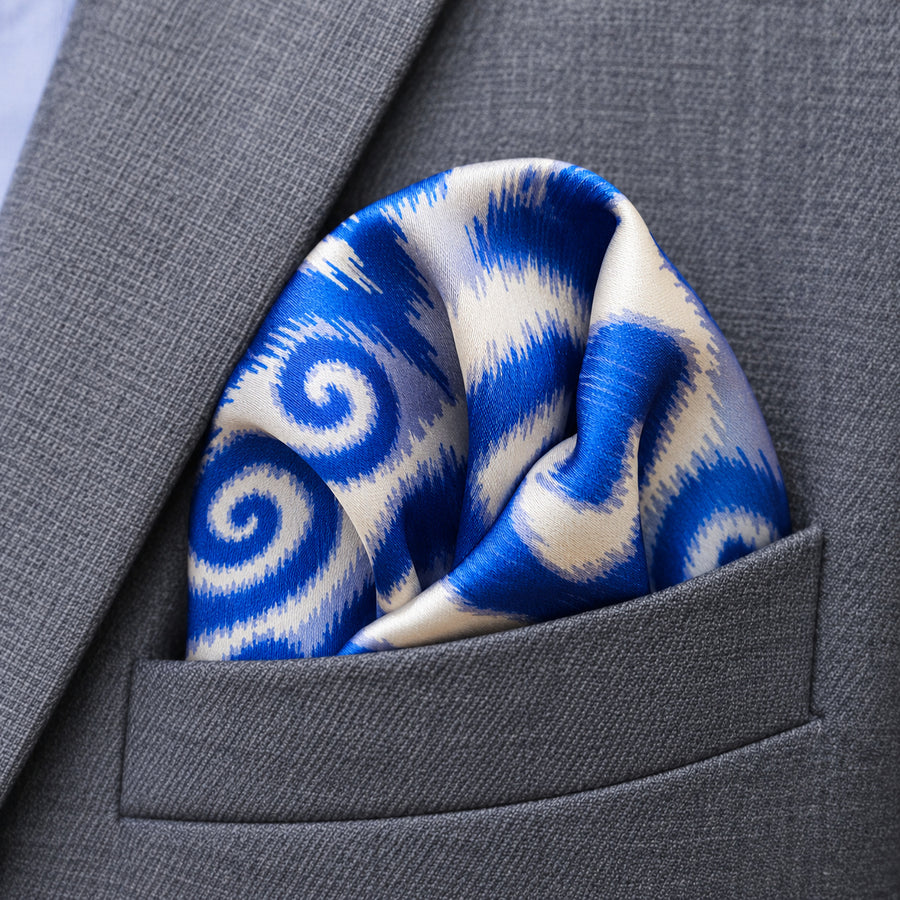 Seamless Hand Drawn Pattern pocket square — close-up wearing detail.