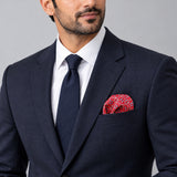 Seamless Repeat Pattern pocket square — formal model · navy and tie.