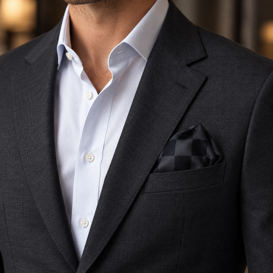 Shadow Checkerboard Silk Pocket Square — product photograph 4