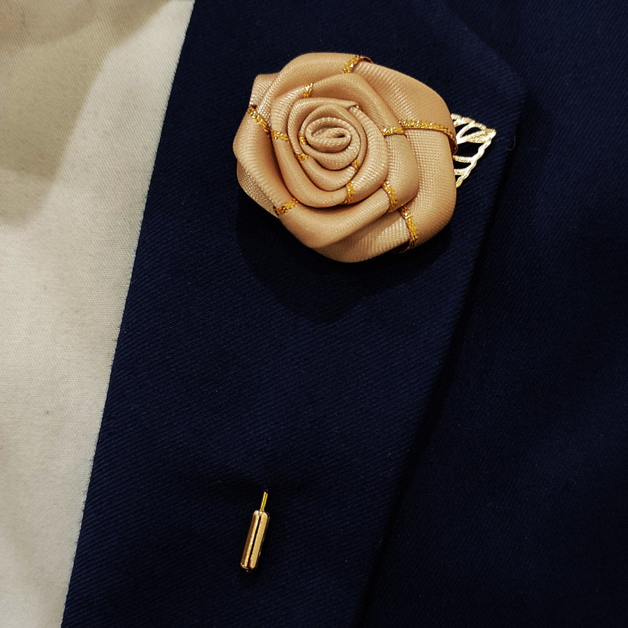 Skin Gold Texture Floral Lapel Pins - Lapel Pins | Monzoro Pakistan