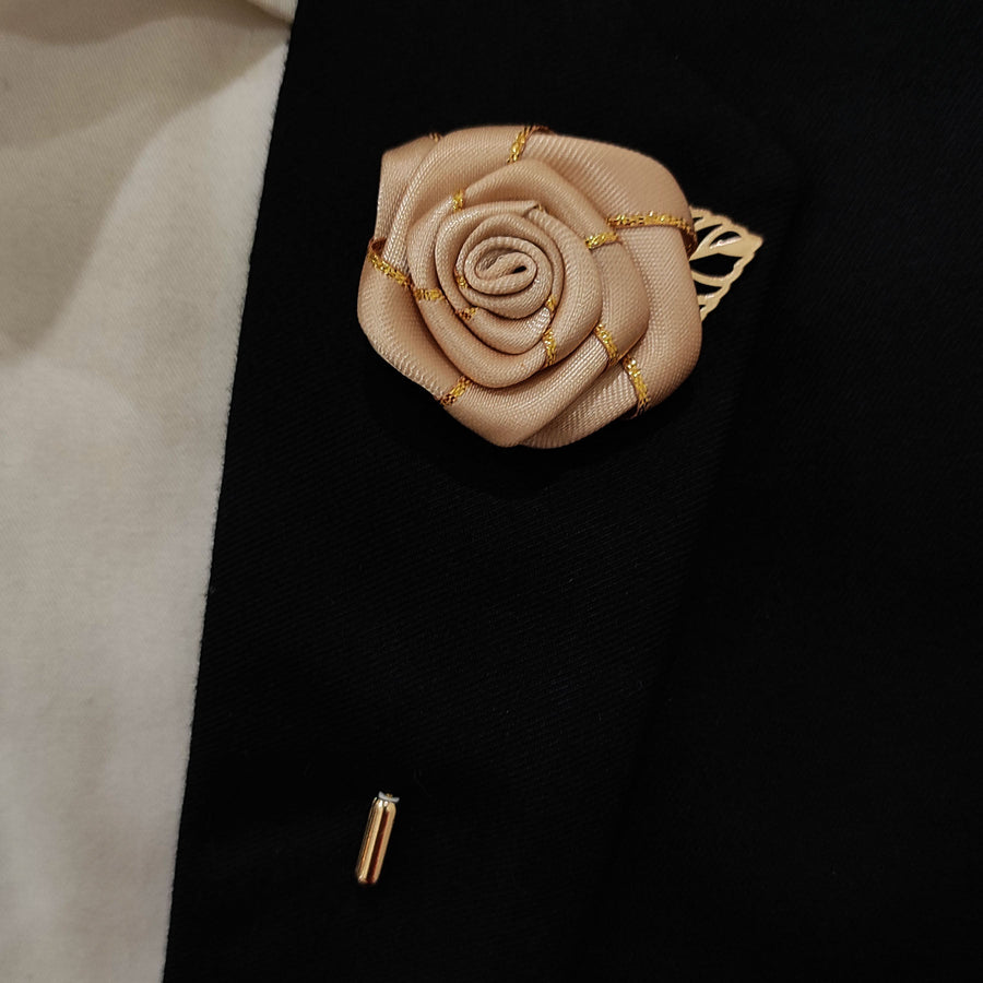 Skin Gold Texture Floral Lapel Pins - Lapel Pins | Monzoro Pakistan