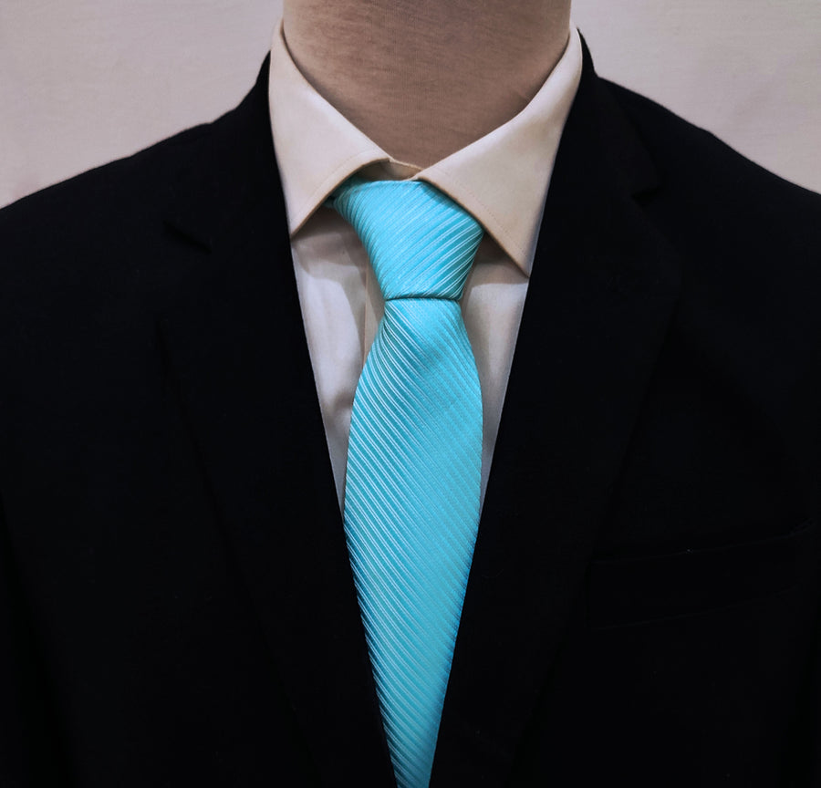 Sky Blue Diagonal Striped Neck Ties - Neckties | Monzoro Pakistan