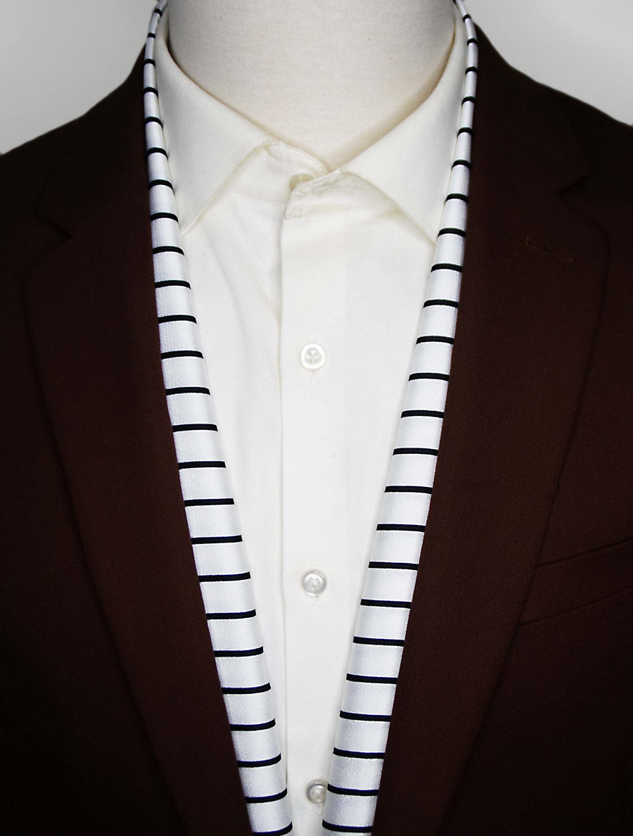 Sleek Black & White Stripes - Silk Men Scarves - Silk Scarves | Monzoro Pakistan