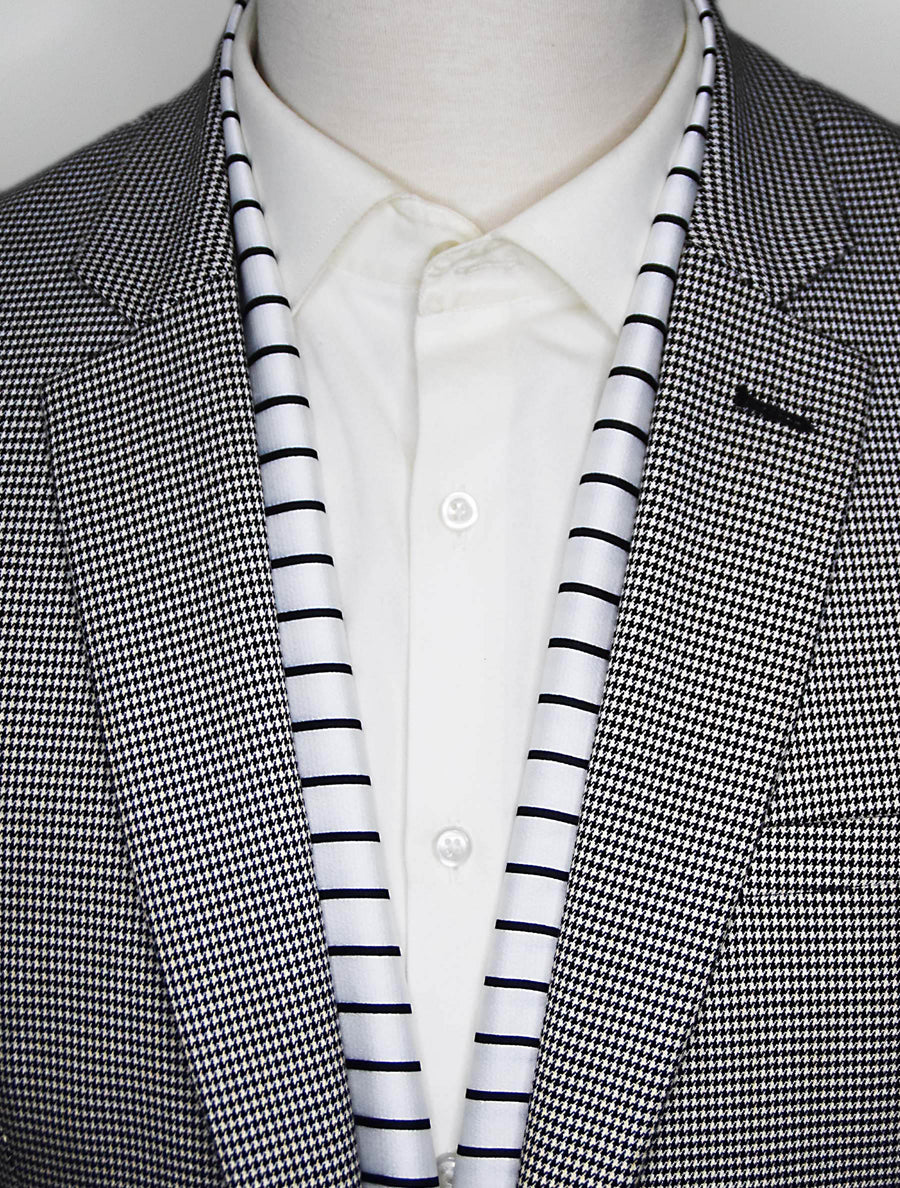 Sleek Black & White Stripes - Silk Men Scarves - Silk Scarves | Monzoro Pakistan