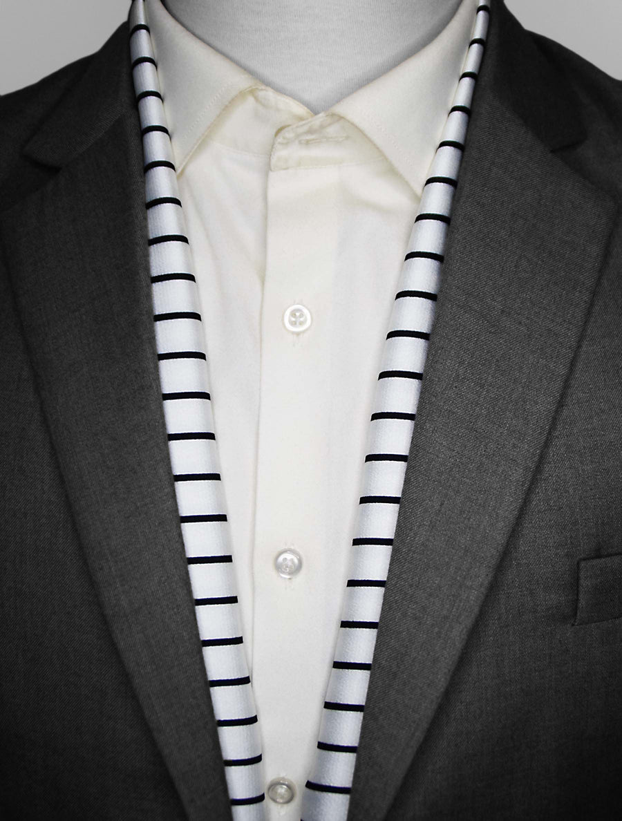 Sleek Black & White Stripes - Silk Men Scarves - Silk Scarves | Monzoro Pakistan
