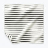 Sleek Black & White Stripes pocket square — unfolded studio detail.
