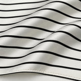 Sleek Black & White Stripes pocket square — fabric and design close-up.