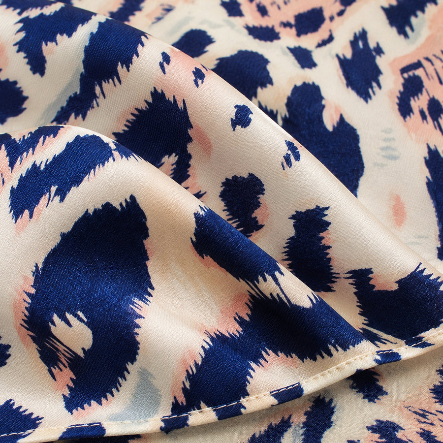 Snow Leopard pocket square — fabric and design close-up.