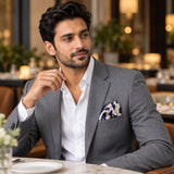 Snow Leopard pocket square — restaurant lifestyle.