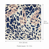 Snow Leopard pocket square — size guide.