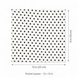 Snow White Base Polka pocket square — size guide.
