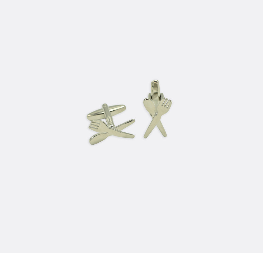 Spoon & Fork Time - Silver Cufflinks - Cufflinks | Monzoro Pakistan