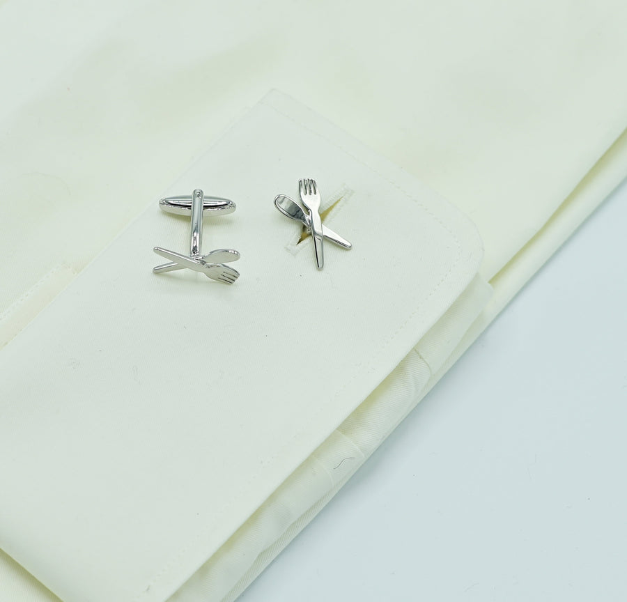 Spoon & Fork Time - Silver Cufflinks - Cufflinks | Monzoro Pakistan