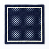 Starry Blue Night Polka Dots pocket square — full flat product.