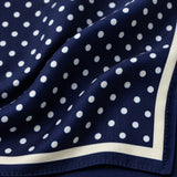 Starry Blue Night Polka Dots pocket square — fabric and design close-up.