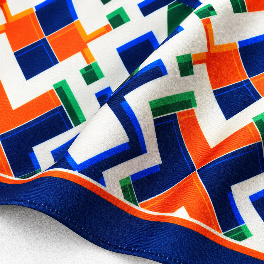 Techno Illusion pocket square — fabric and design close-up.