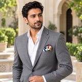 Techno Illusion pocket square — outdoor lifestyle.