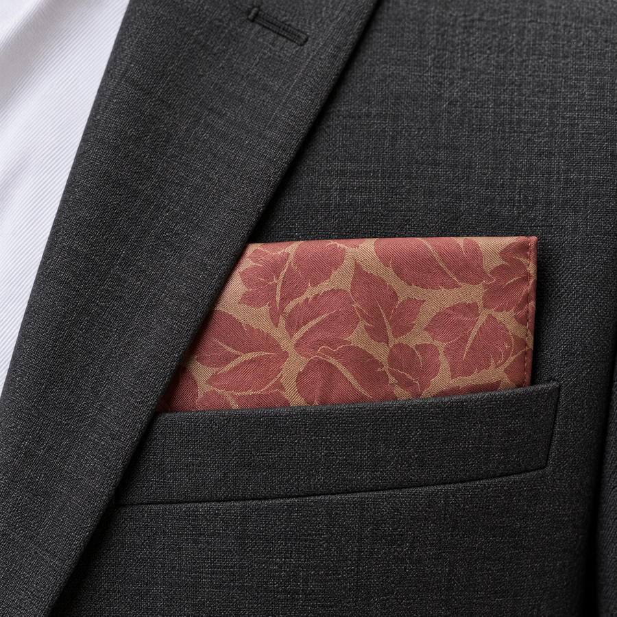 Terracotta Leaf Silhouette Silk Pocket Square — product photograph 7