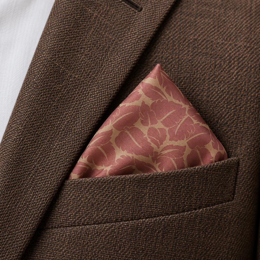 Terracotta Leaf Silhouette Silk Pocket Square — product photograph 6